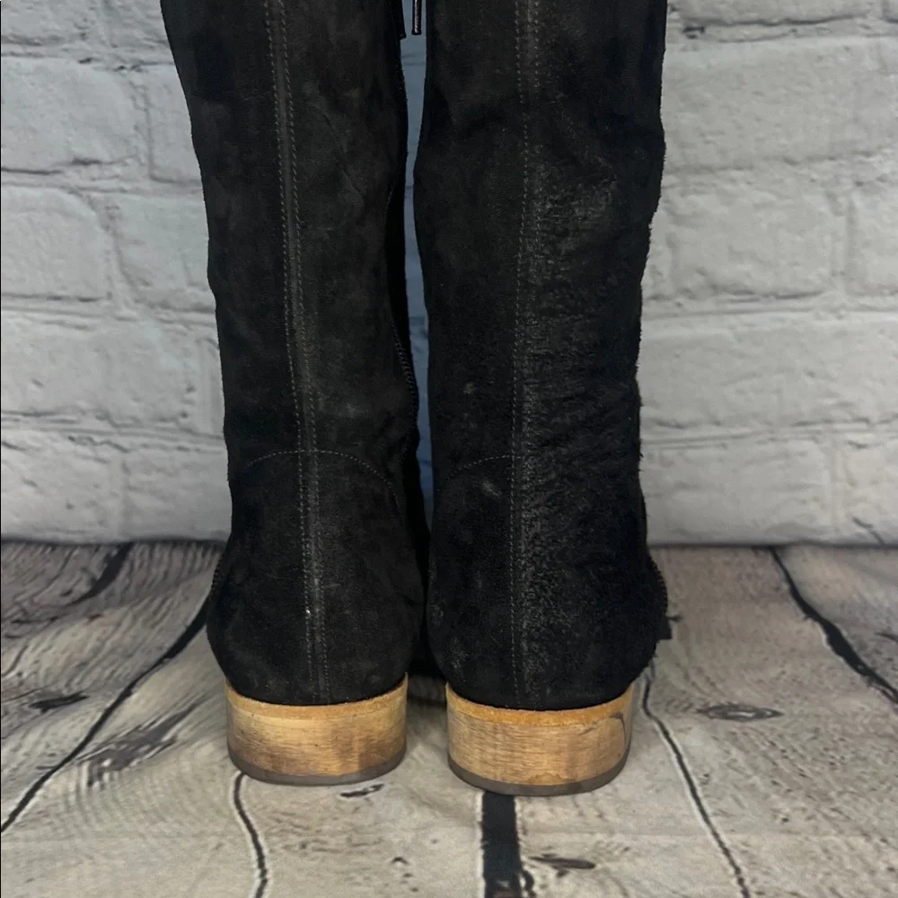 free people Elegant Black Suede Over the Knee Boots